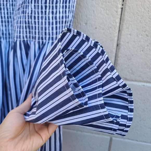 Hill House Home | Cosima Nap Dress In Navy Stripe Size Small - Picture 6 of 7